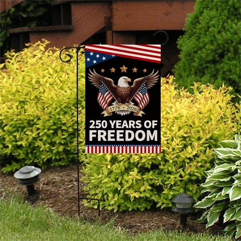 AIBOLYNE patriotic artwork on a garden flag for celebrations.