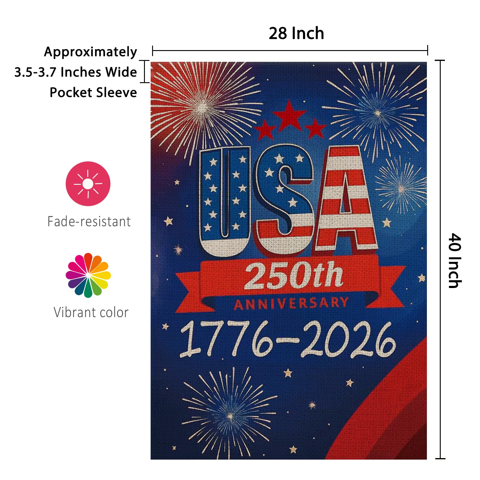 AIBOLYNE patriotic artwork celebrates the 250th anniversary with stars and stripes.