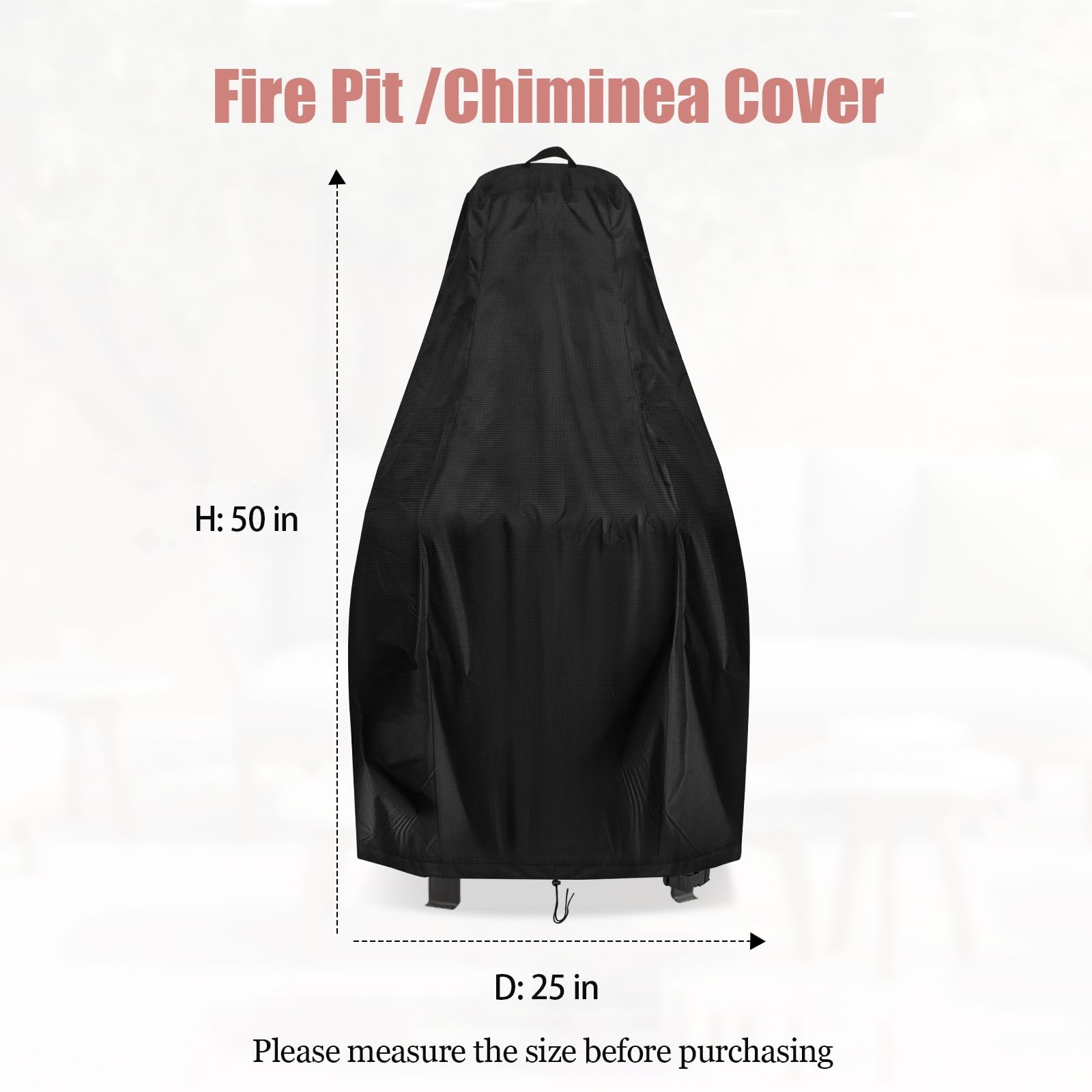 Aidetech waterproof oxford fabric shields Bali Outdoors chiminea from rain and sun.