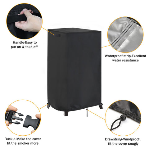 Aidetech smoker cover bottom drawstring secures against strong winds