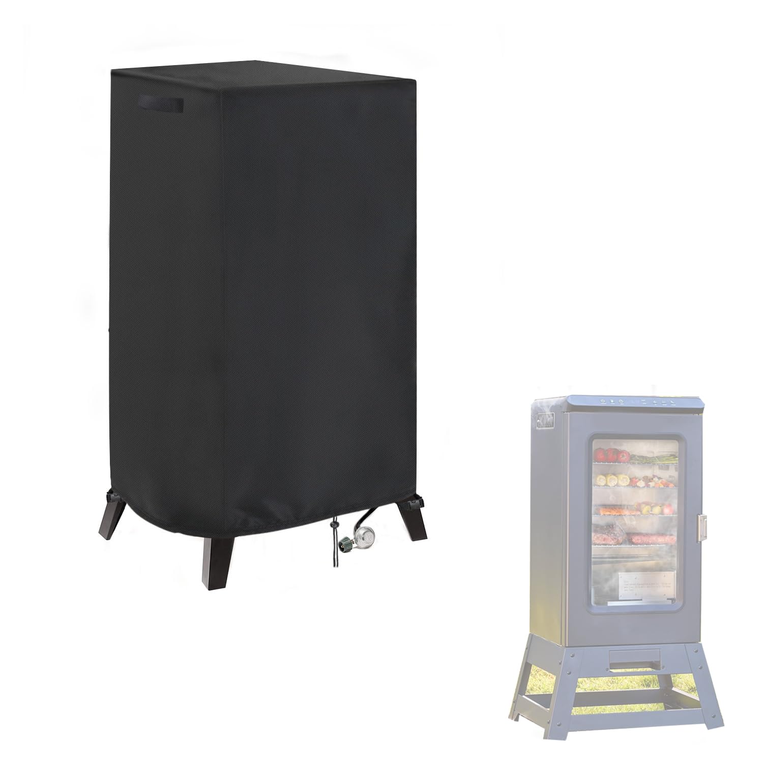Aidetech East Oak Ridgewood Pro 30 front view smoker cover protecting from rain and sun