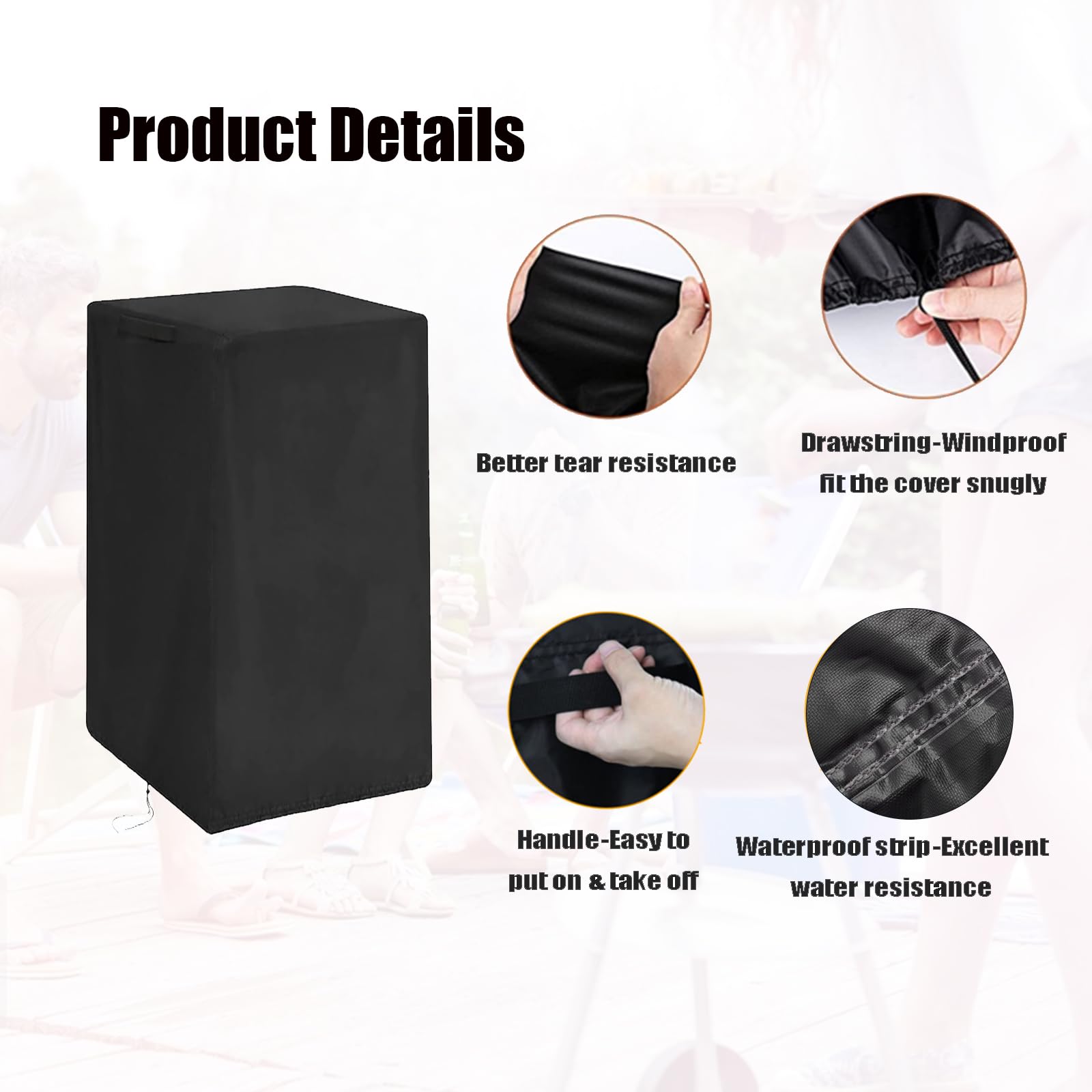 Aidetech smoker cover windproof bottom drawstring prevents displacement