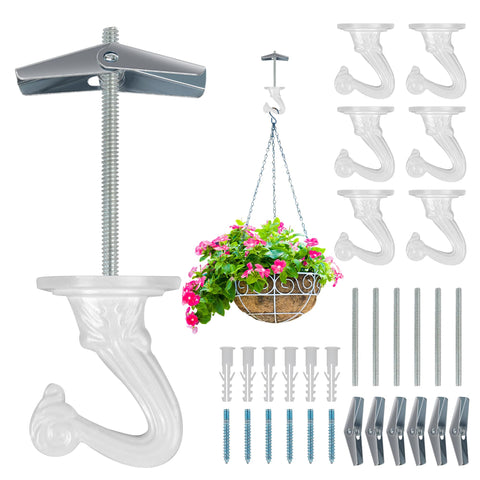 Aidoclip ceiling hook plants 6-pack keeps potted greenery safely hung.