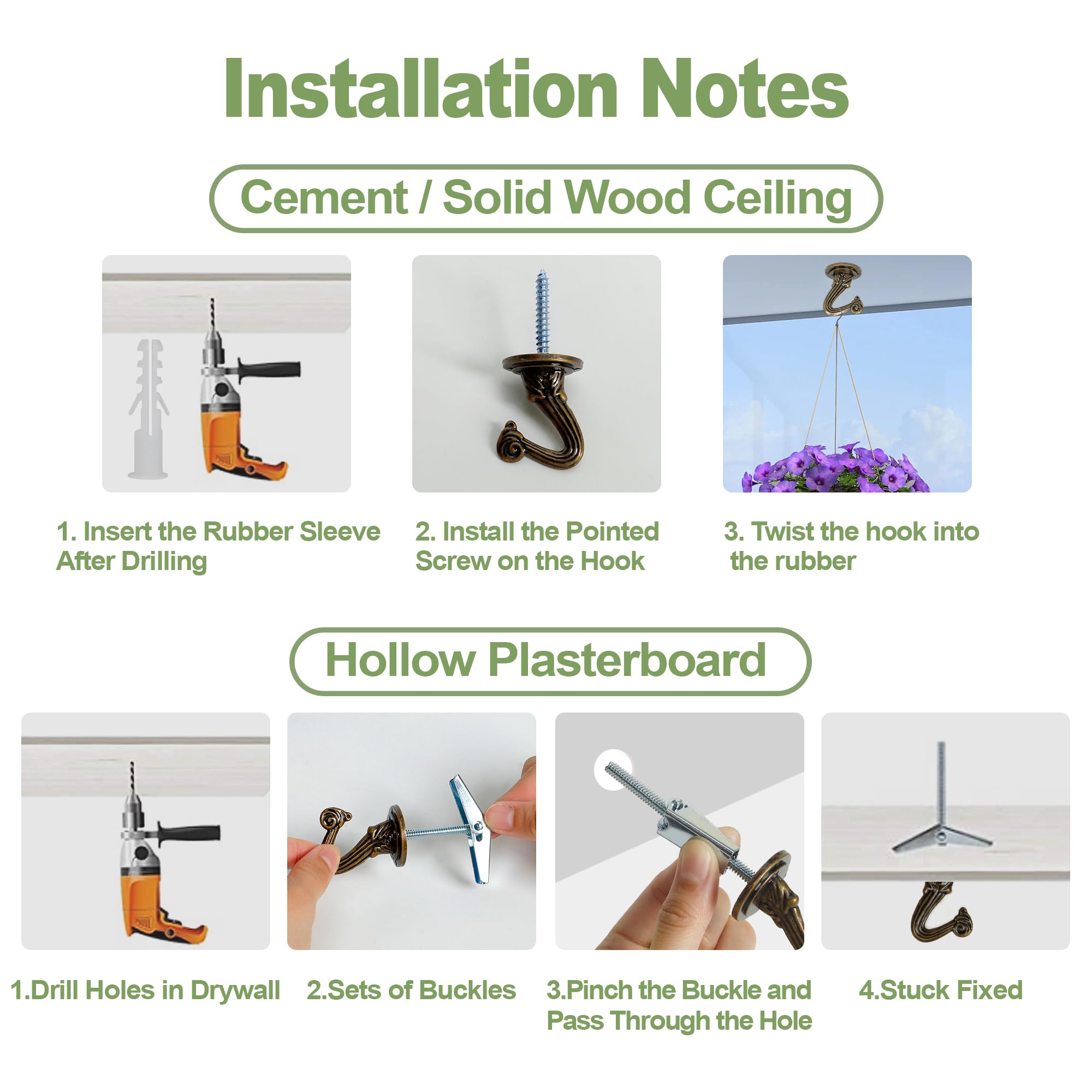 Aidoclip ceiling swag hook set plant-hanging compatibility for interior greenery.