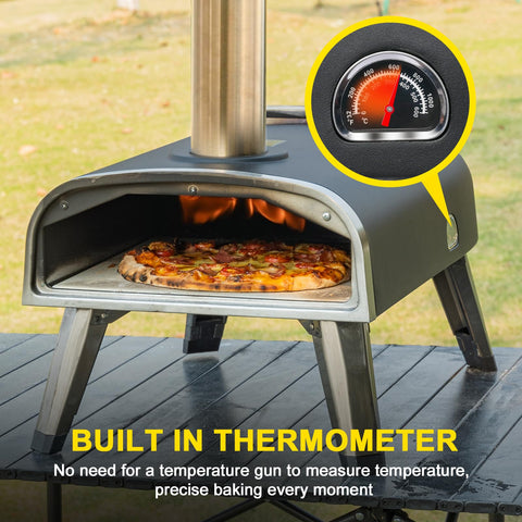 Aidpiza built-in thermometer ensures accurate temps for consistent results.