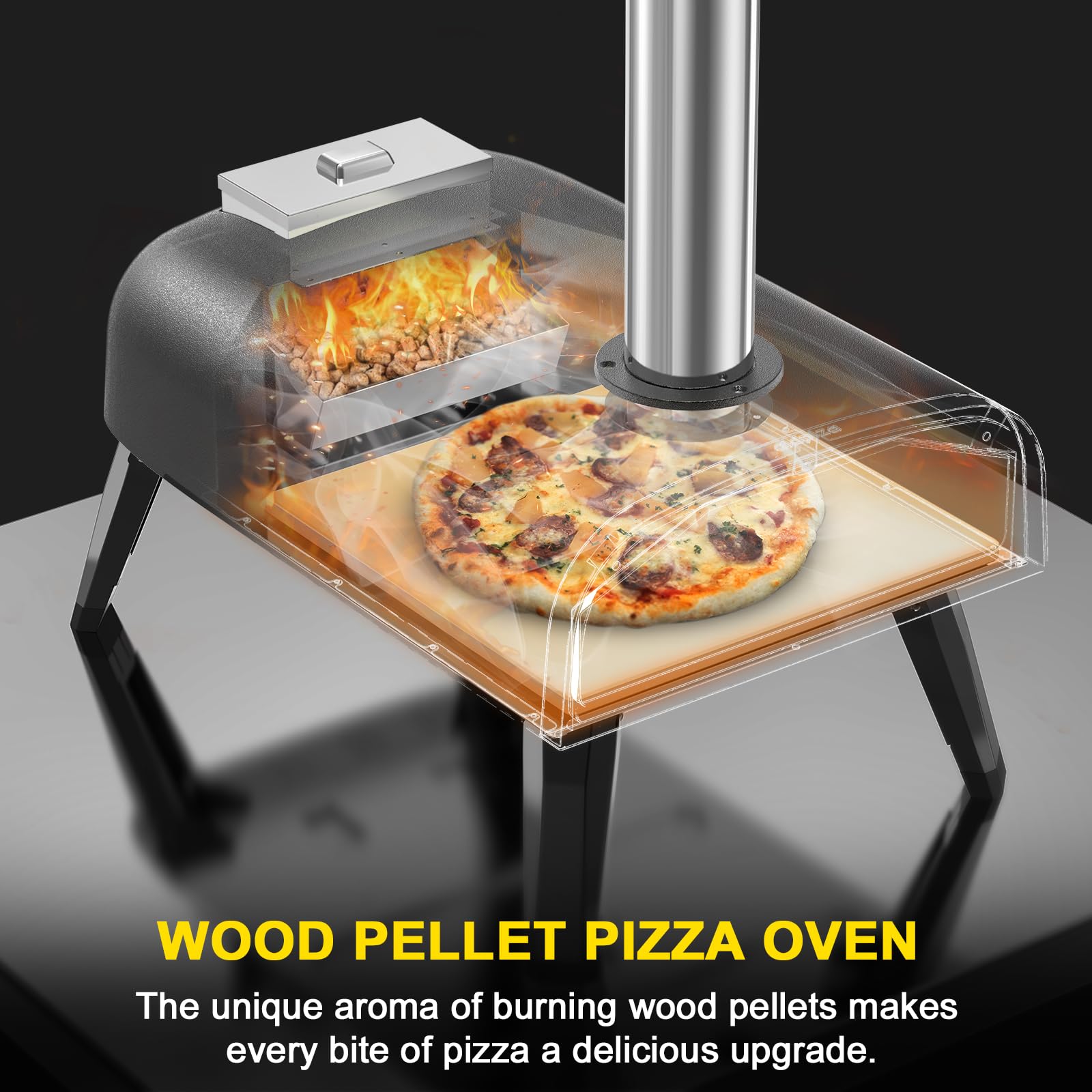 Aidpiza folding legs portable design enables cooking anywhere with ease.