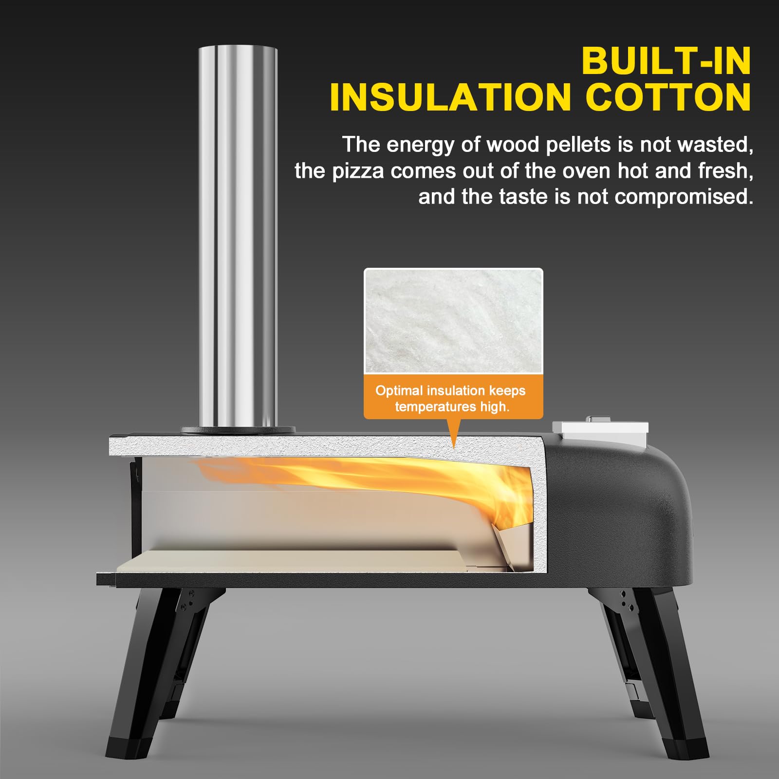 Aidpiza stainless-steel body resists outdoor elements for lasting performance.