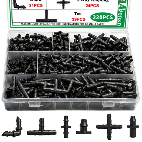 Aienxn 220pcs drip irrigation kit straight barb connector close up, durable and easy to install