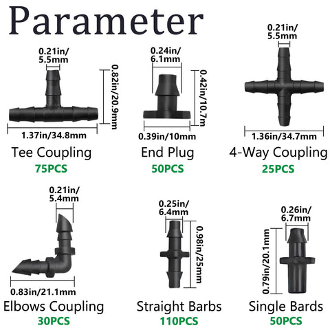 Aienxn barbed connectors collection for versatile irrigation layouts