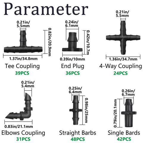 Aienxn straight barb connector image, 1/4 inch compatibility for drip lines