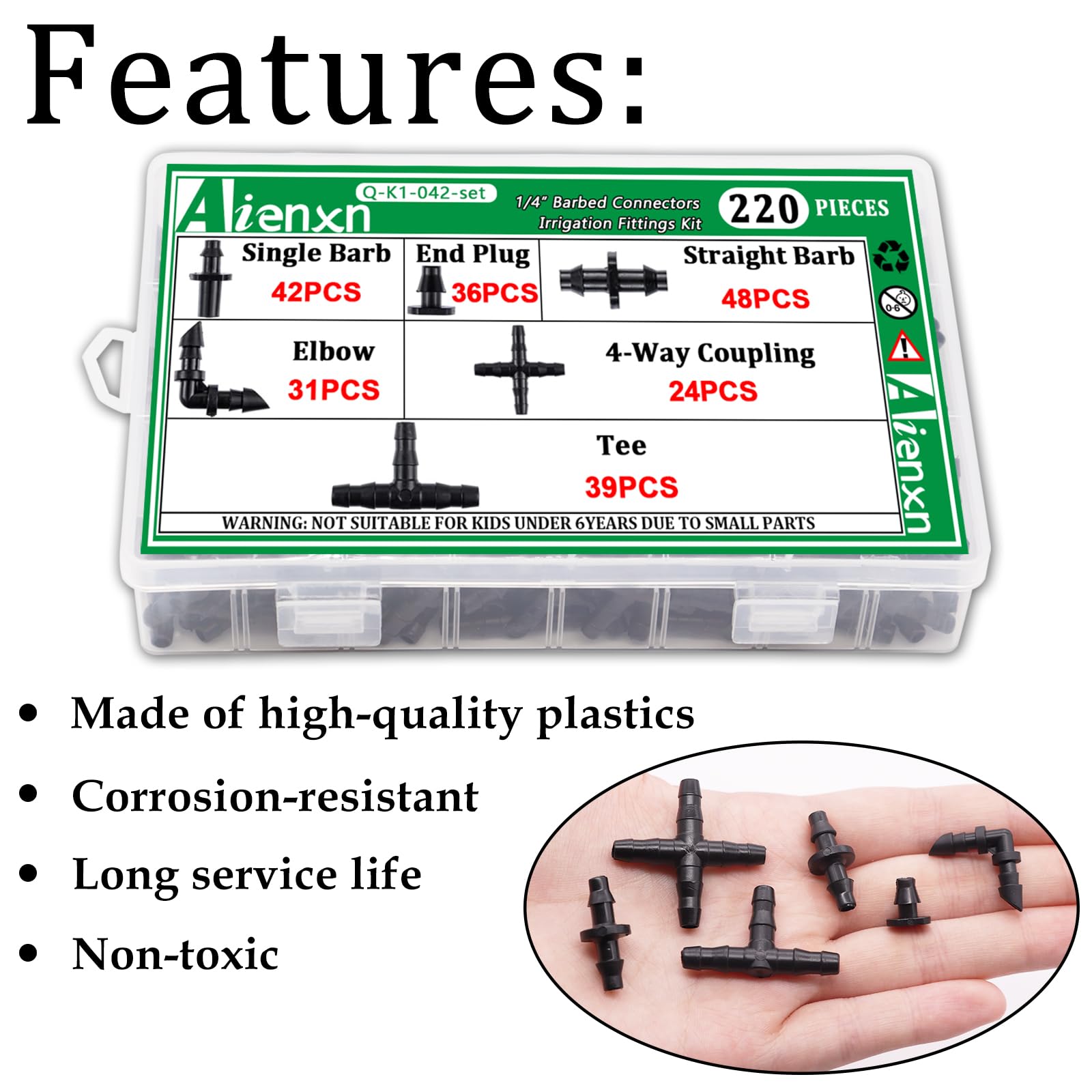 Aienxn tee barb connector image, versatile fitting for irrigation lines