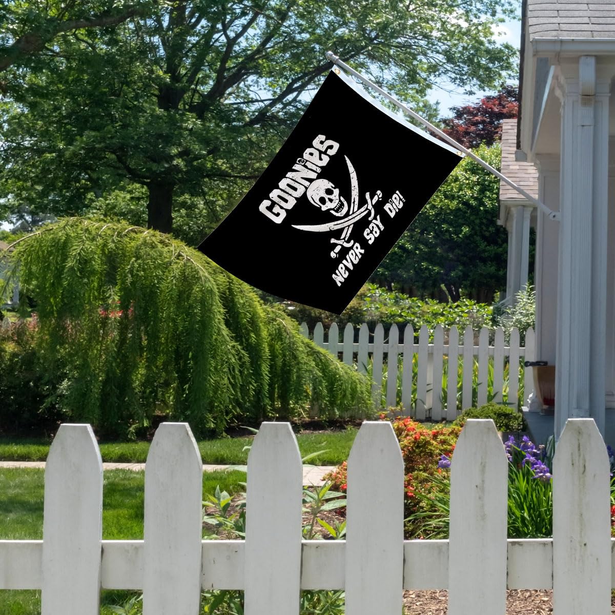 Aieted Never Say Die flag fade-resistant colors for all-season outdoor display.