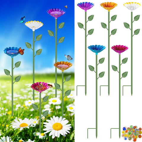 Aifanss 5-pack bee watering station with flower design attracts pollinators and beautifies outdoor spaces.