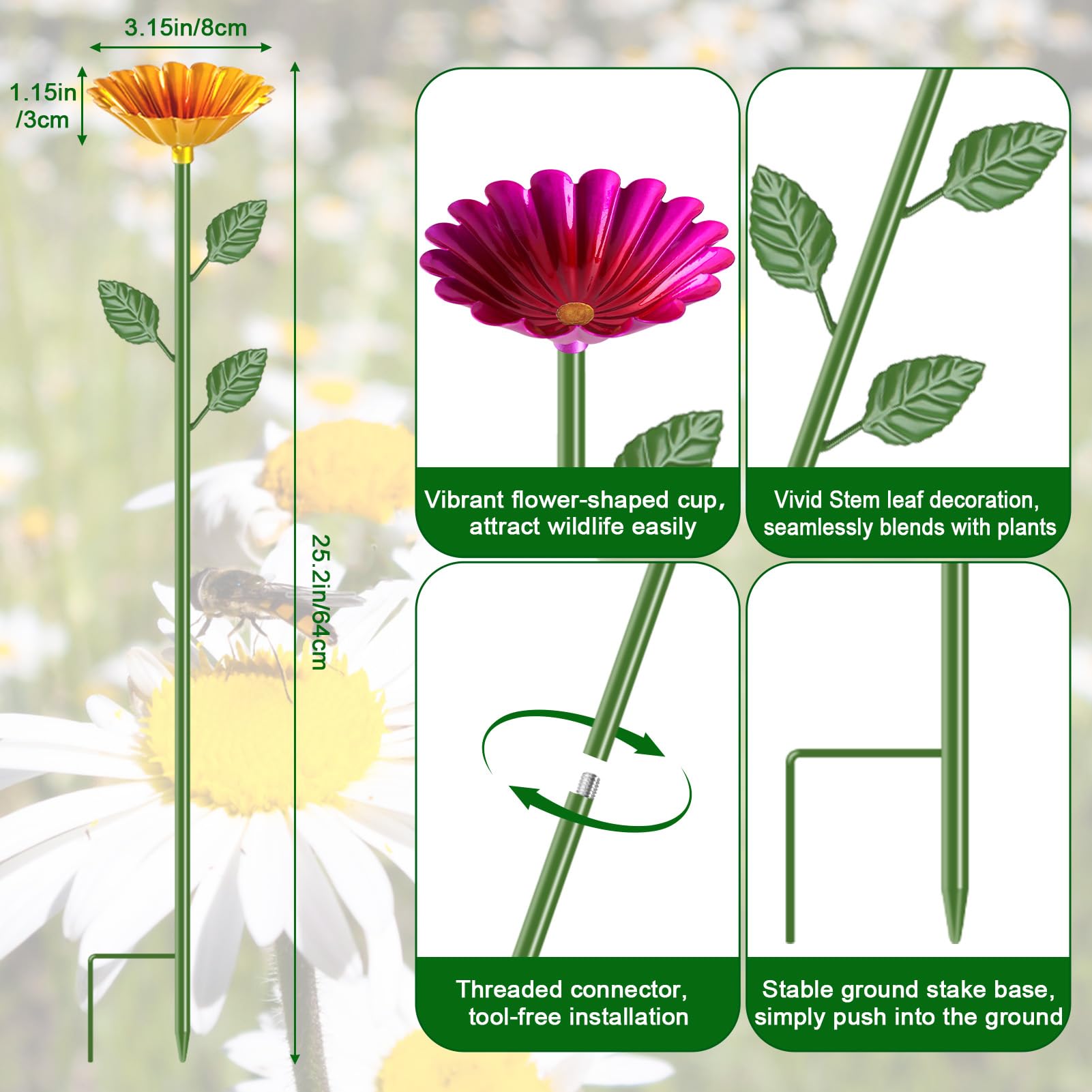 Aifanss metal bee feeder stake base provides stable, weatherproof support for year-round use.