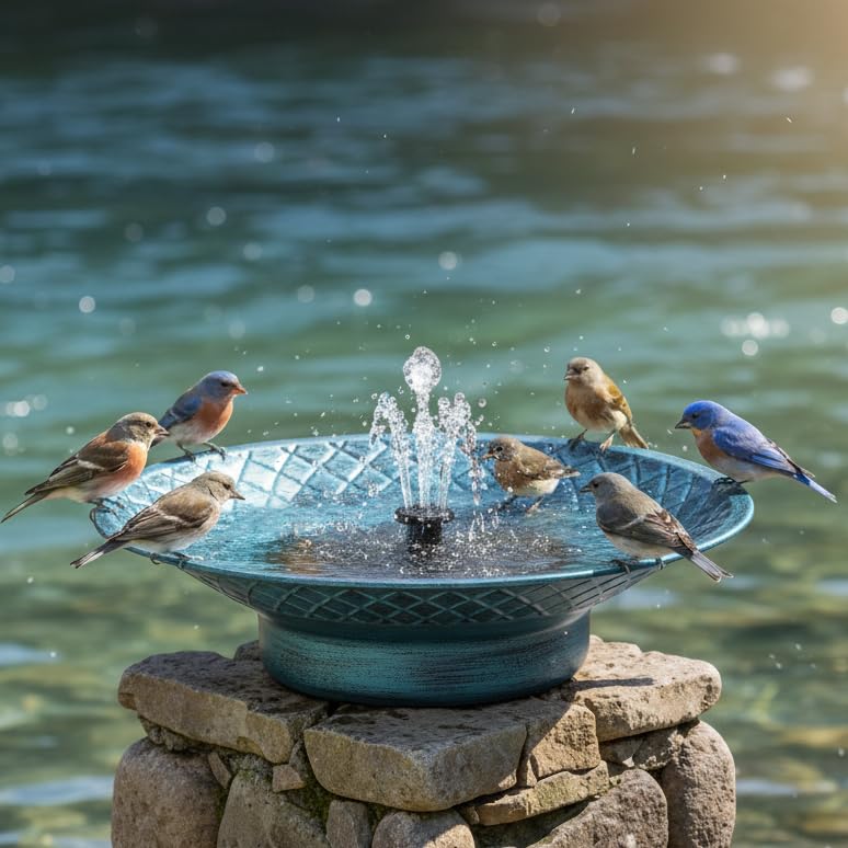Aifeorzo 12-6-inch solar bird bath base invites birds with a dependable sun-powered fountain.
