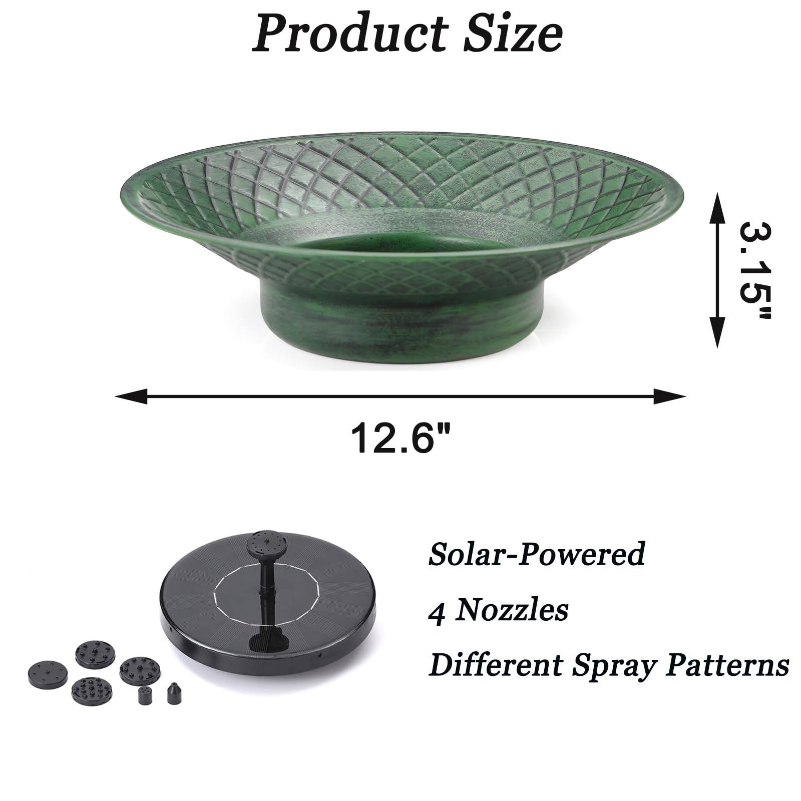 Aifeorzo solar bird fountain in green enhances garden decor and water circulation