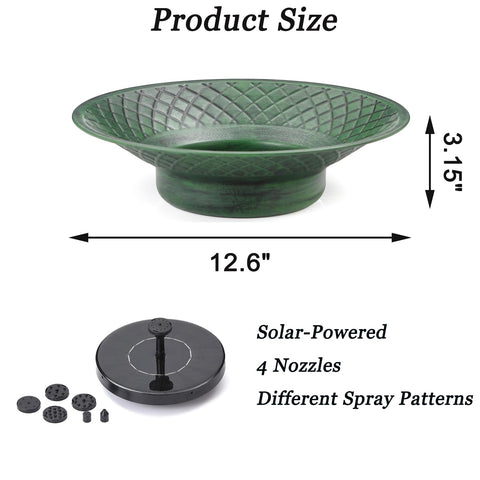Aifeorzo solar bird fountain in green enhances garden decor and water circulation