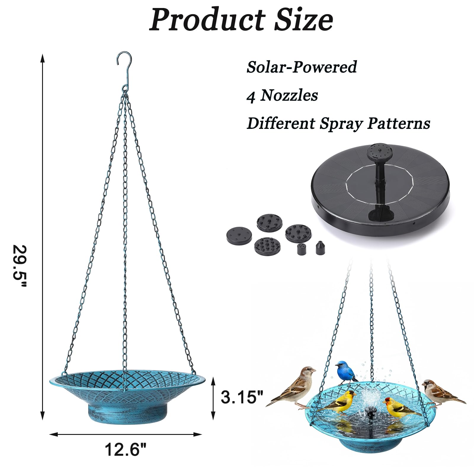 Aifeorzo solar powered bird fountain boosts garden ambiance with motion