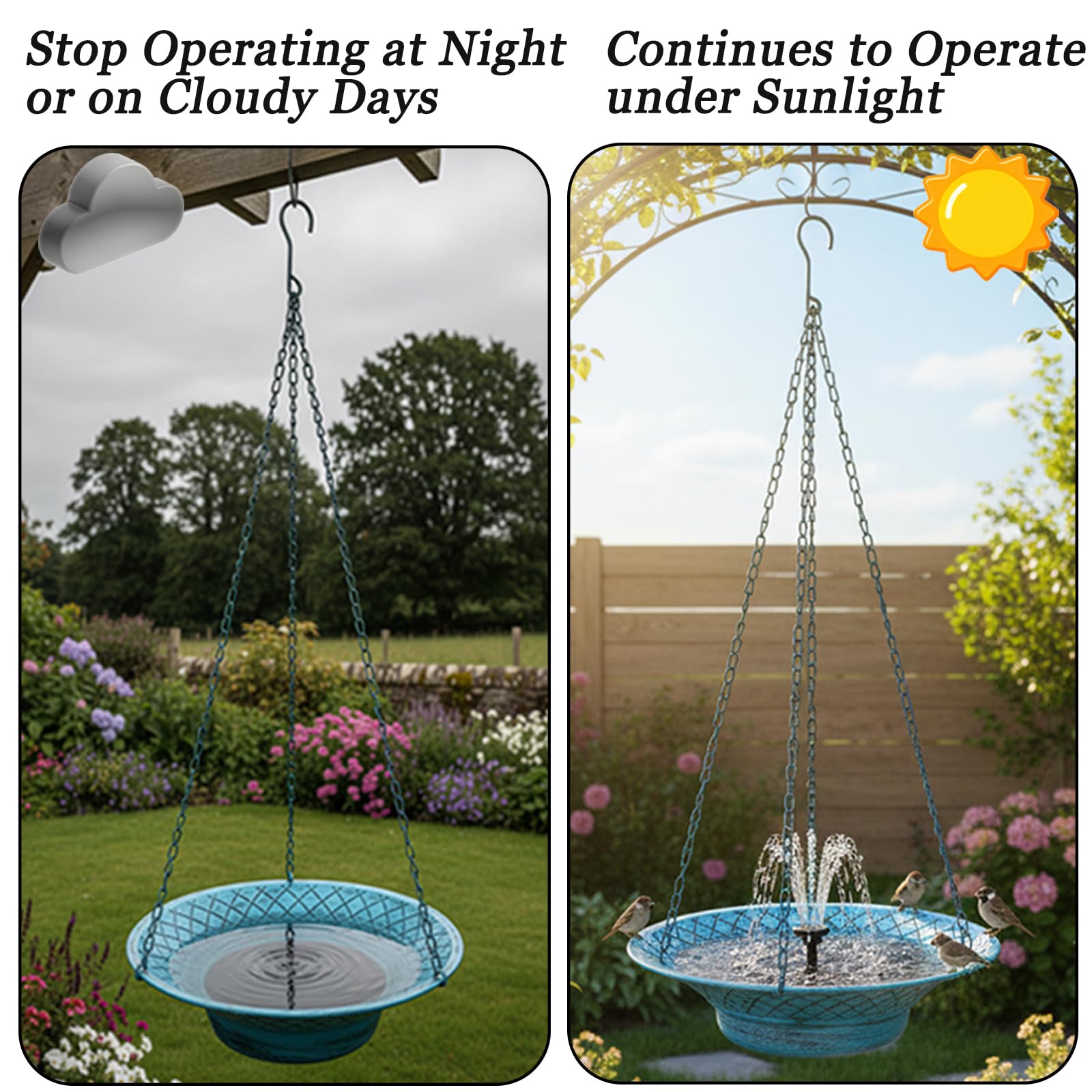 Aifeorzo three-chain hanging setup provides stable garden display