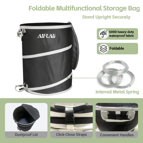 AIFLAG collapsible trash can bottom features drain holes to avoid water pooling.