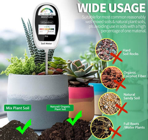 AiGerdinn moisture reading helps you water plants at the right time.