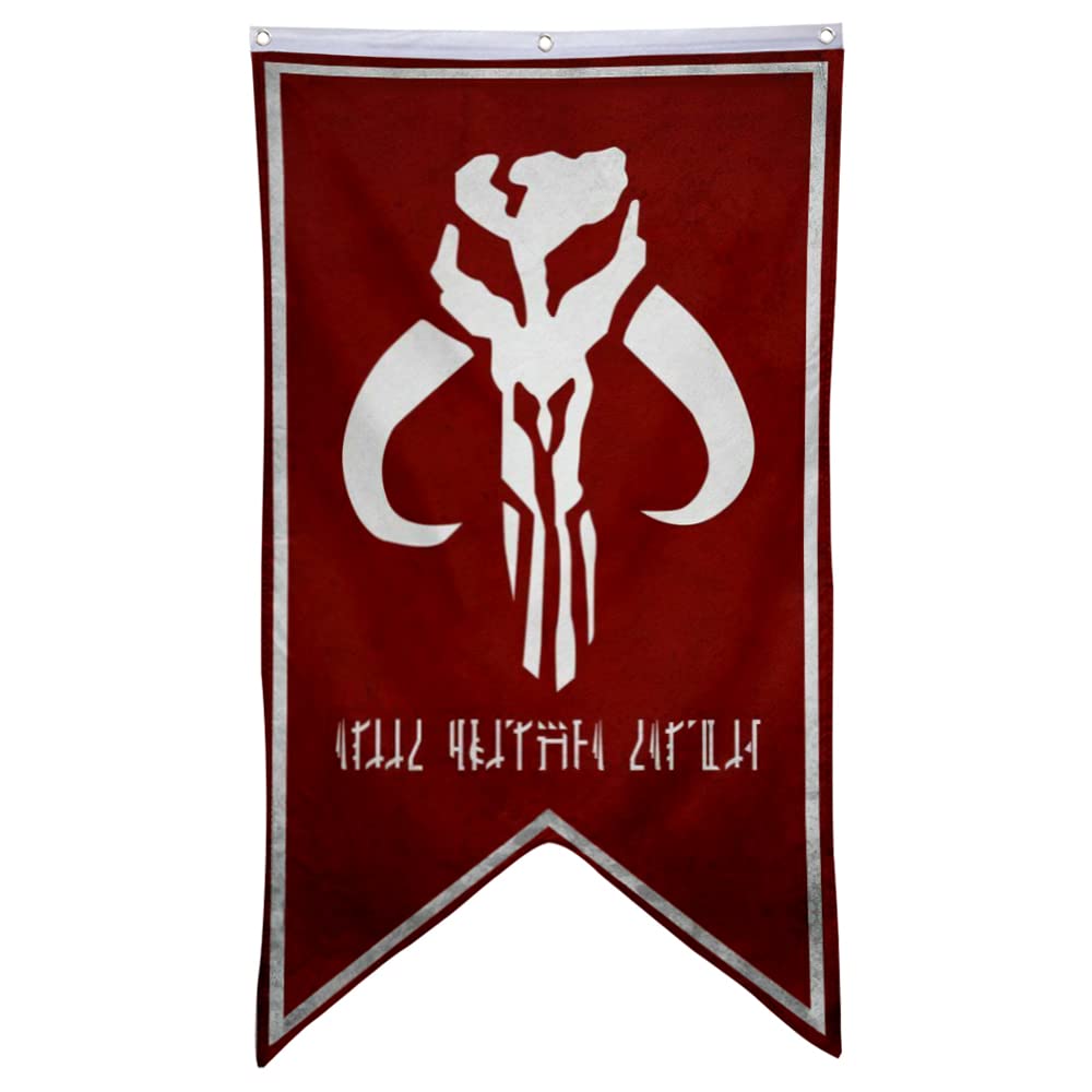 Aihccy red Mandalorian flag front view for vivid wall display and fan decor.