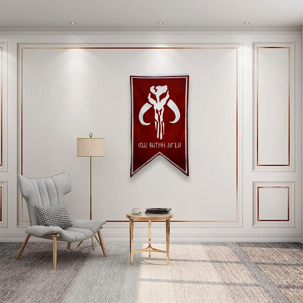 Aihccy red Mandalorian flag folded for storage and easy hanging.