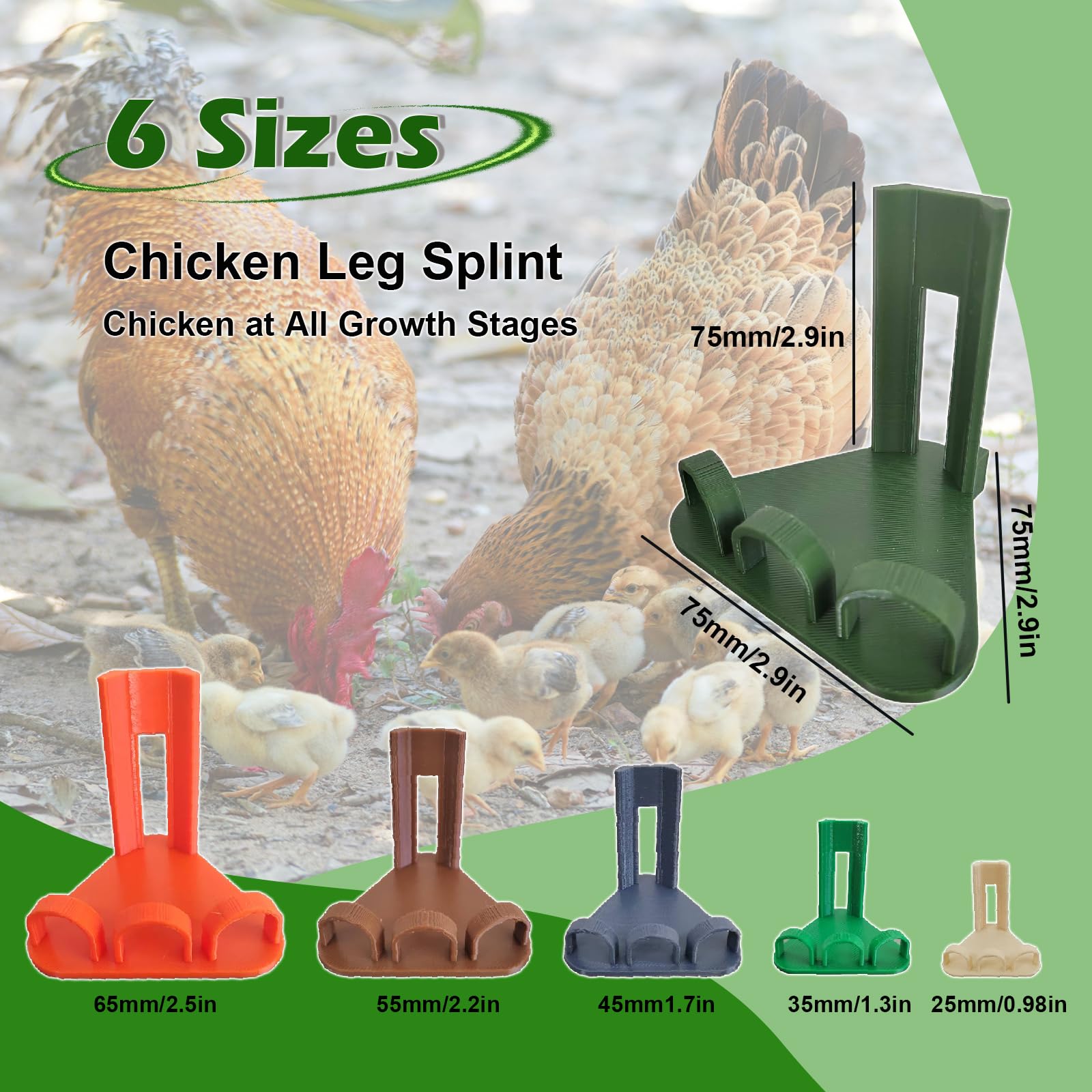 AIJINZUN leg splint applied to a chick’s foot with toe separator
