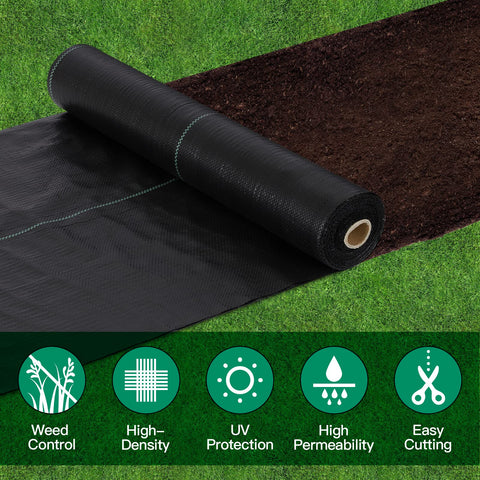 AIKANG ground cover in garden bed setup preventing weed growth around saplings.