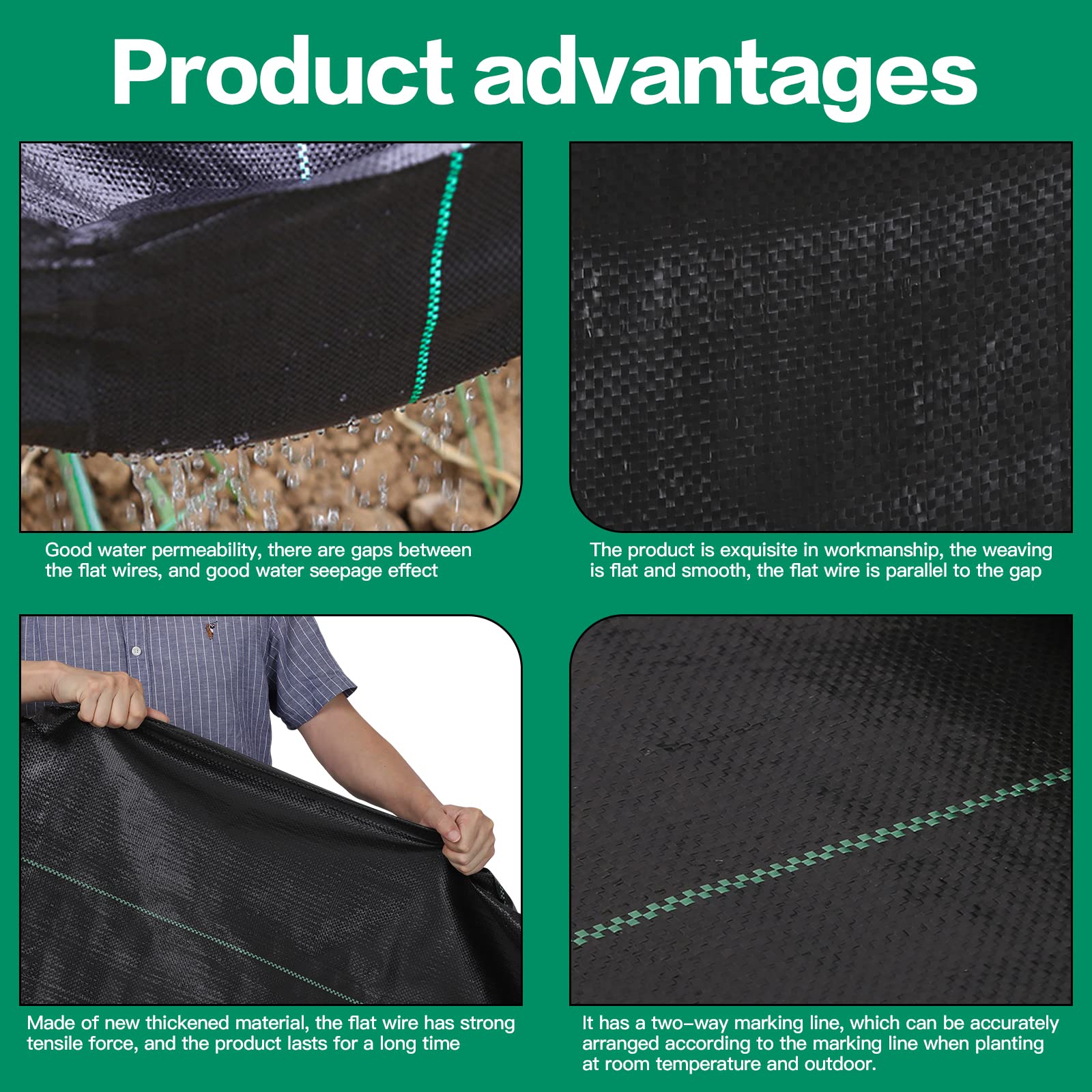 AIKANG breathable weed fabric exposed to sun and rain for plant-friendly grounding.