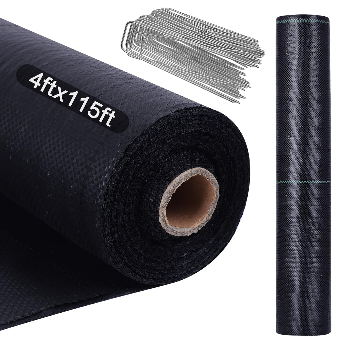 AIKANG weed barrier roll, 4ft by 115ft, ideal for large landscape layouts.