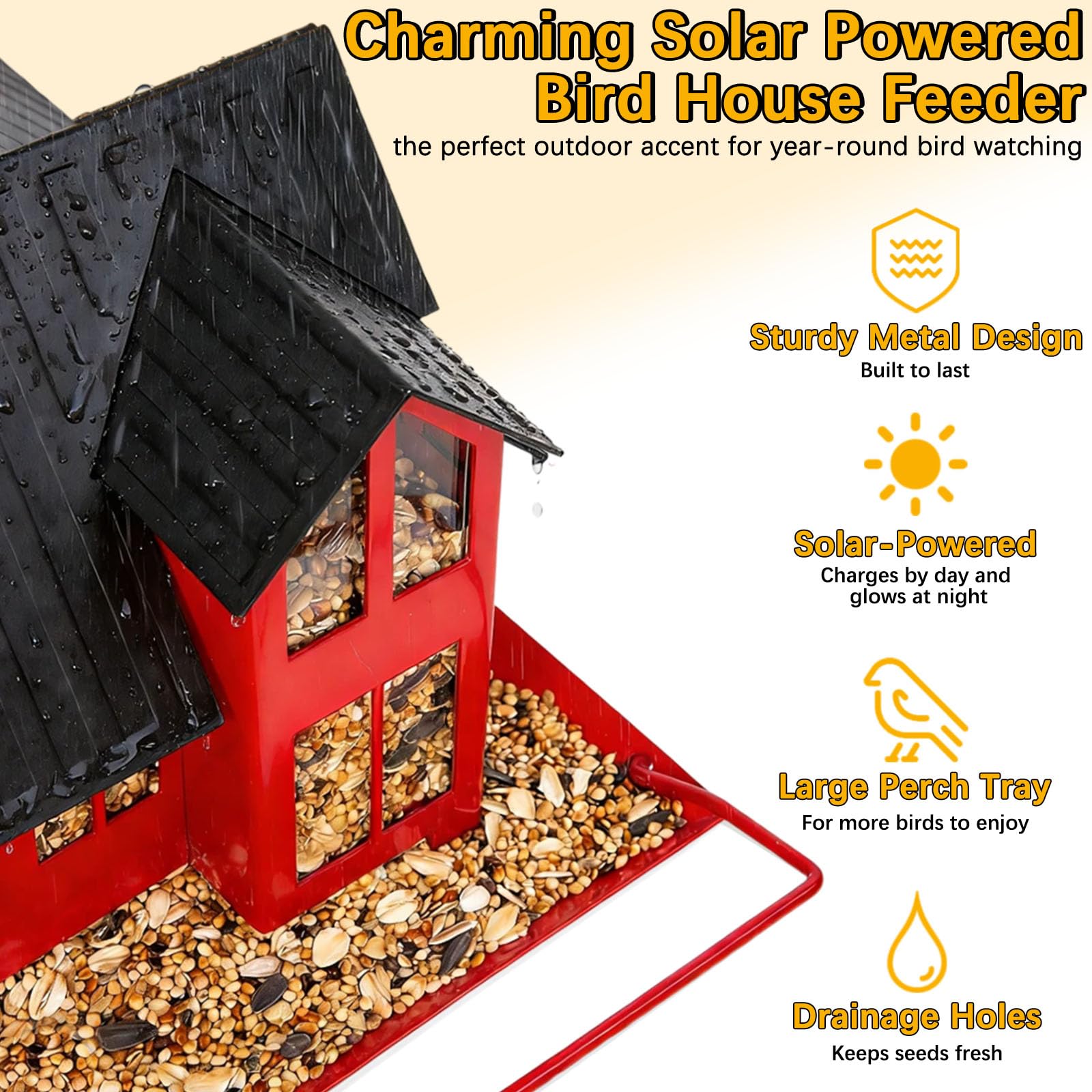 AIKS house-shaped hopper feeder shields seeds from moisture with drainage.