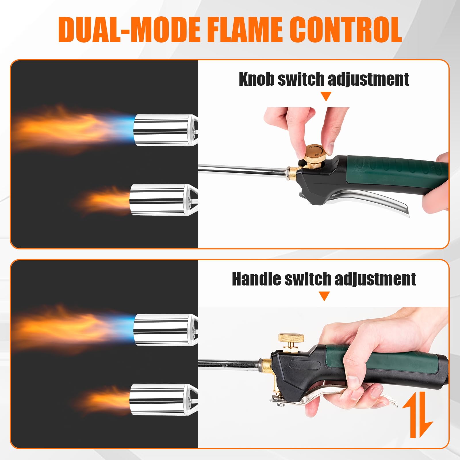Aikyciu torch features a 10ft hose for extended reach during tasks.
