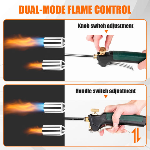 Aikyciu torch features a 10ft hose for extended reach during tasks.