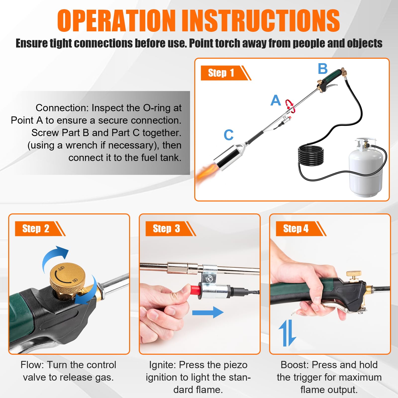 Aikyciu torch flame-control for precise heat adjustments on surfaces.