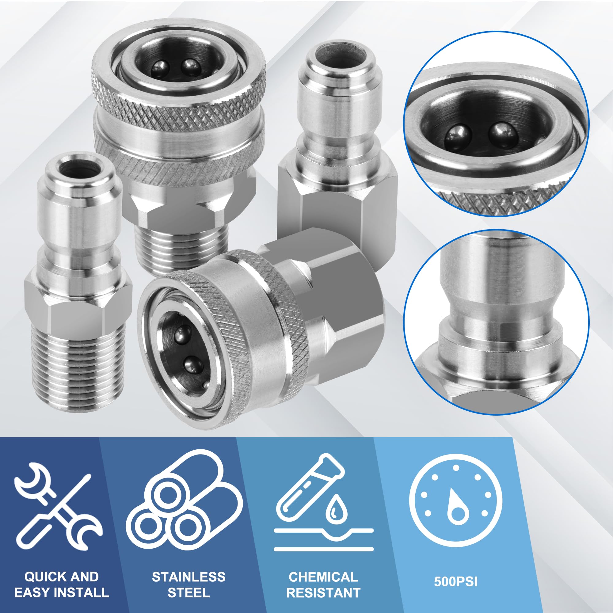 Ailbiuko 3/8-inch quick connect socket to NPT female for fast hose fitting.