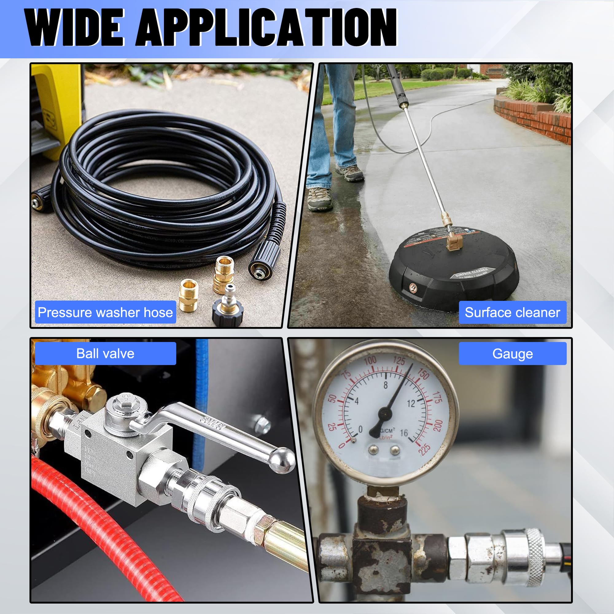 Ailbiuko easy-connect fittings for leaking-free high-pressure washing.