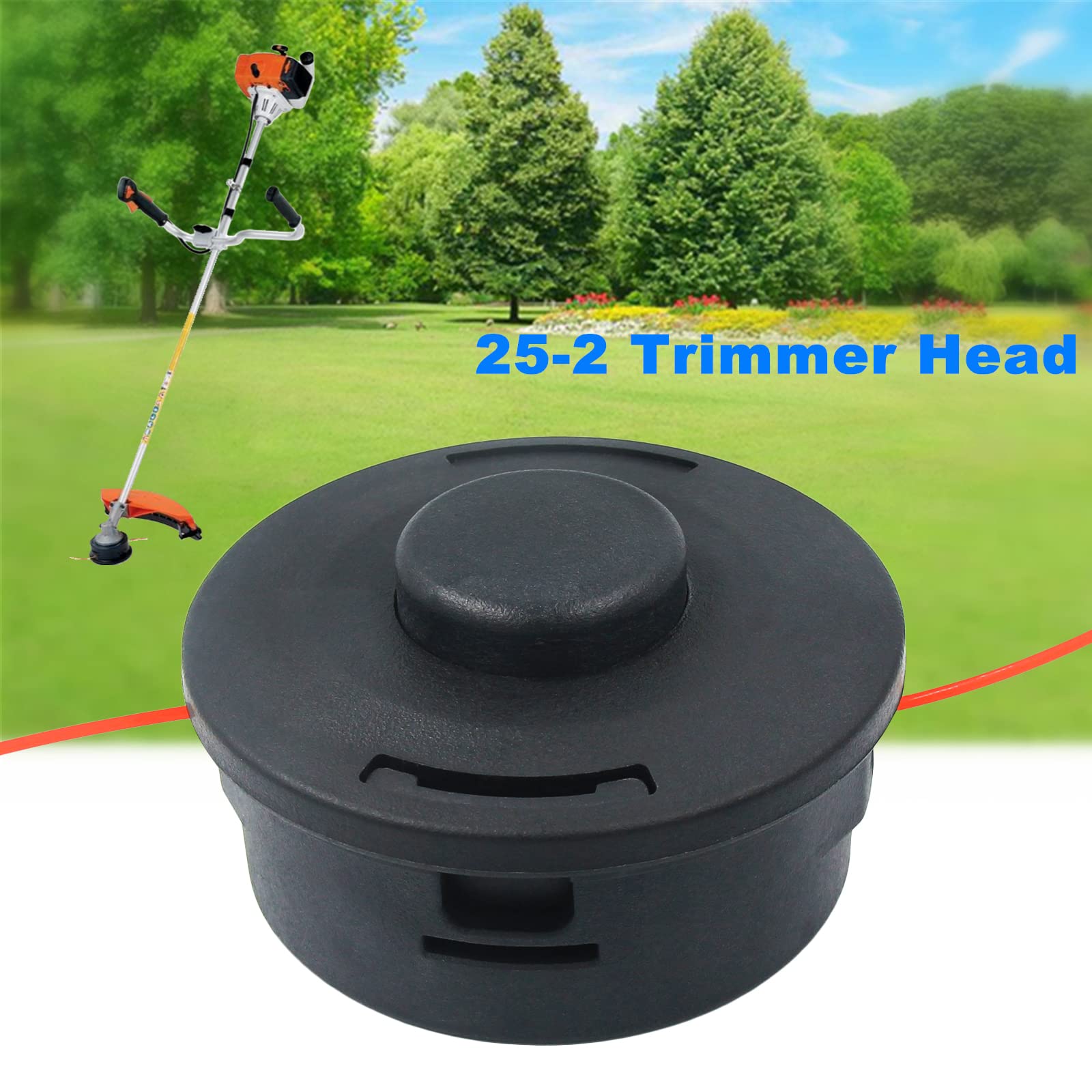 AILEETE 25-2 bump feed trimmer head side installation demonstrates simple fit with compatible shafts
