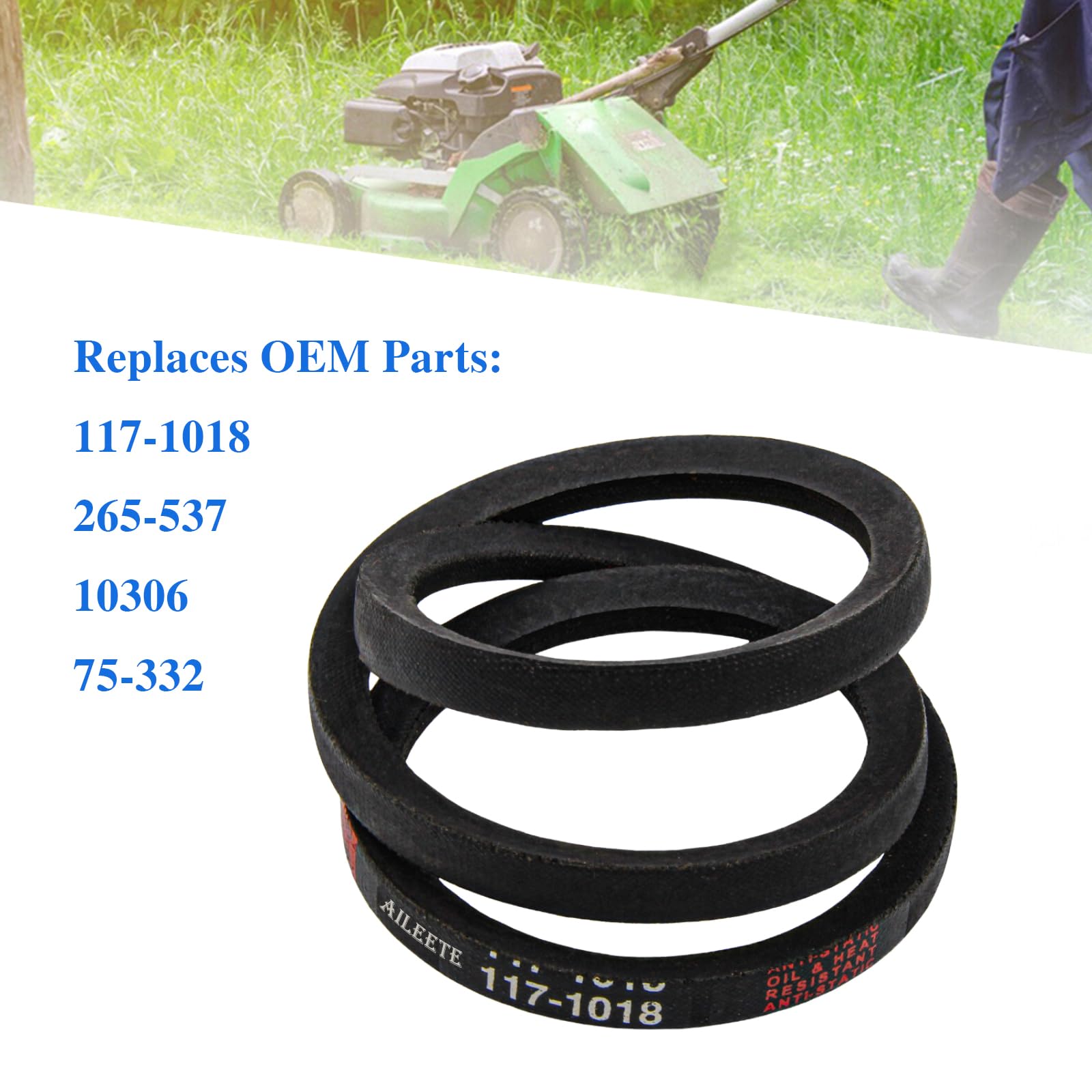 AILEETE belt packaging shows OEM replacement compatibility for easy installation.