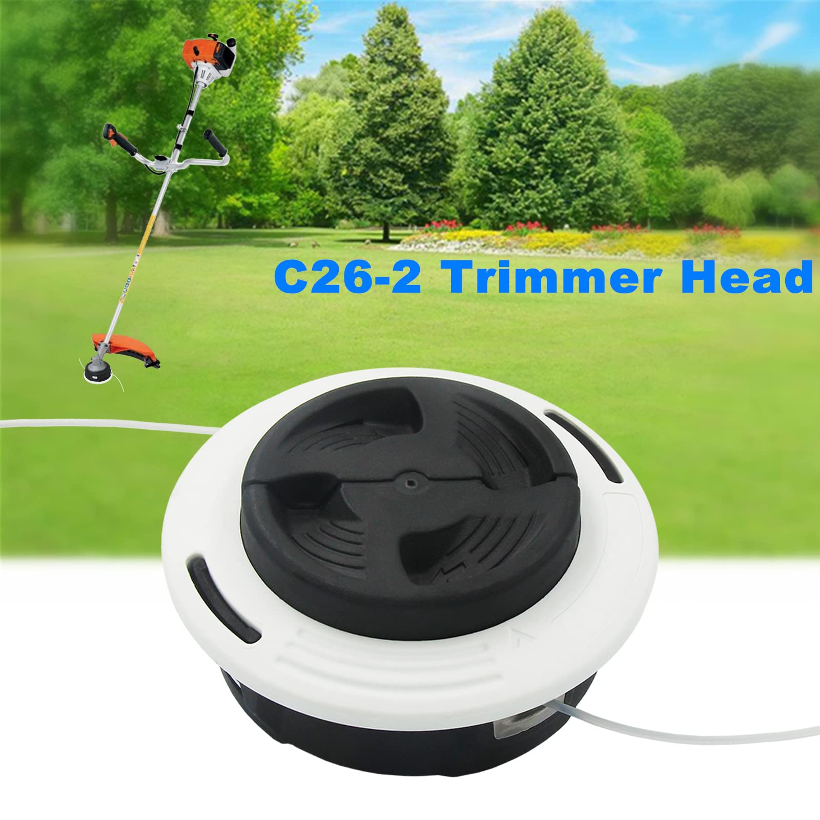 AILEETE C26-2 head loading visuals showing easy line insertion into eyelets.