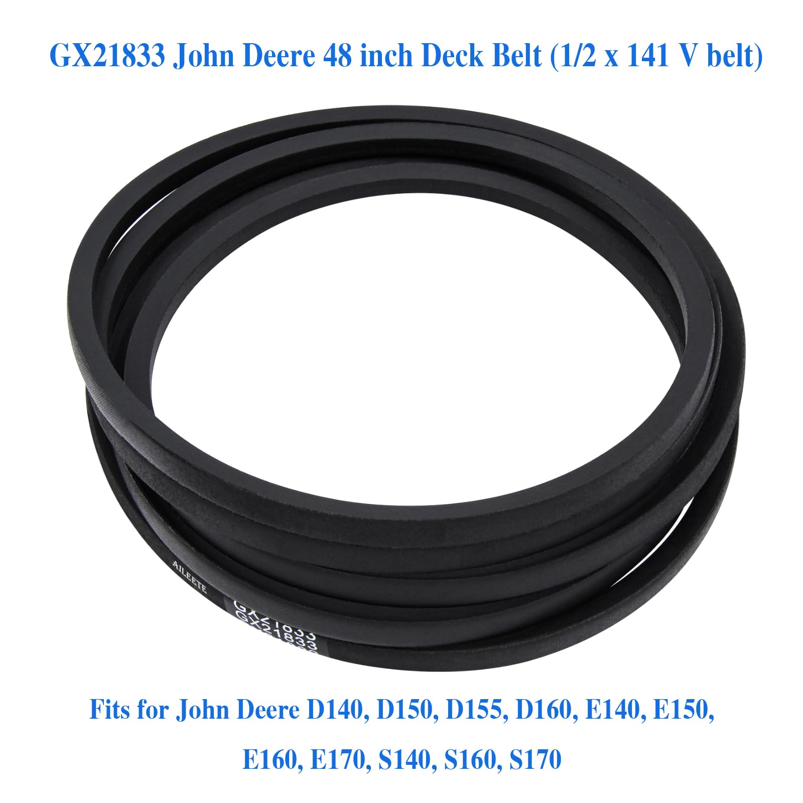 AILEETE GX21833 deck belt compatible with multiple John Deere 48 inch models