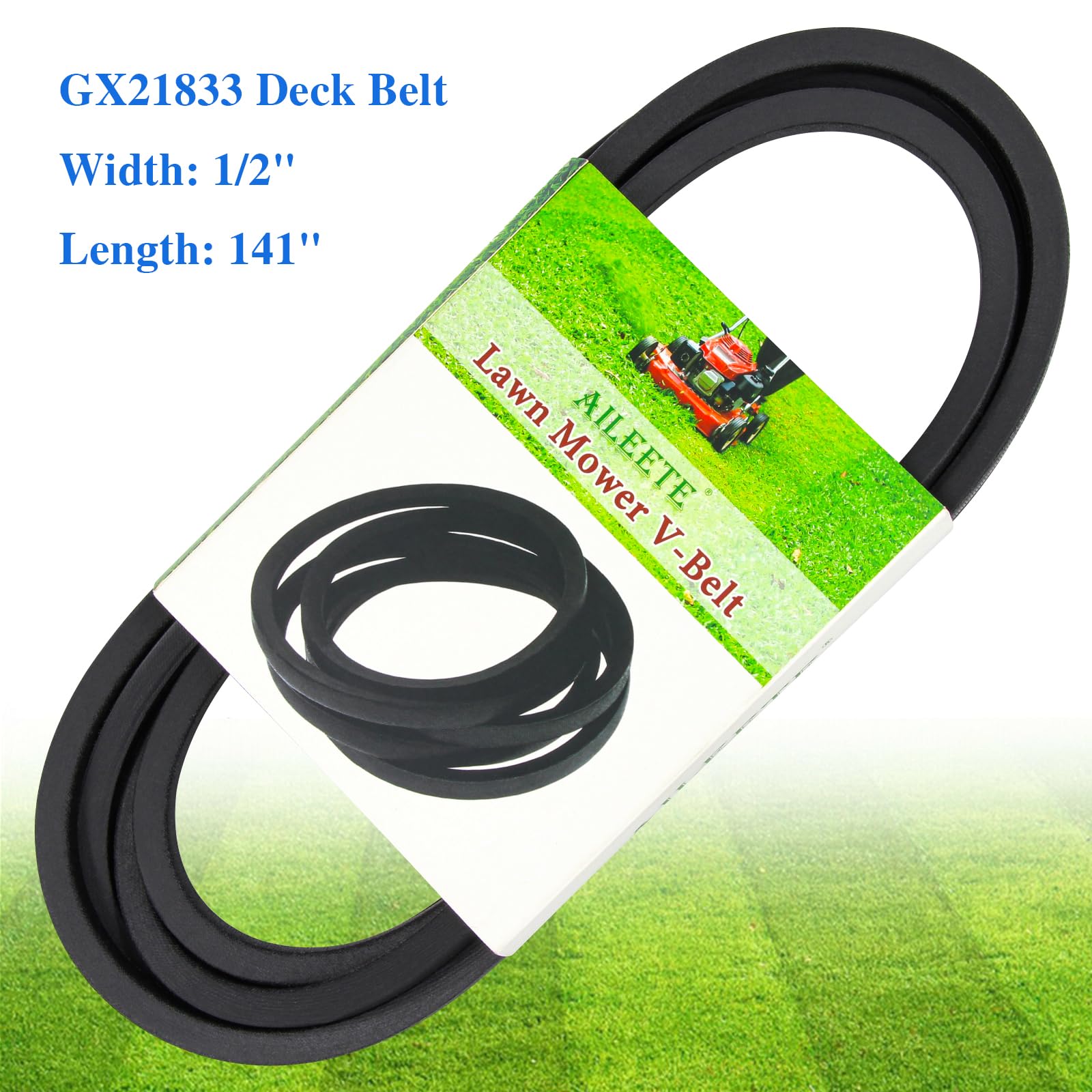 AILEETE GX21833 deck belt installed on a John Deere 48-inch mower for quick replacement