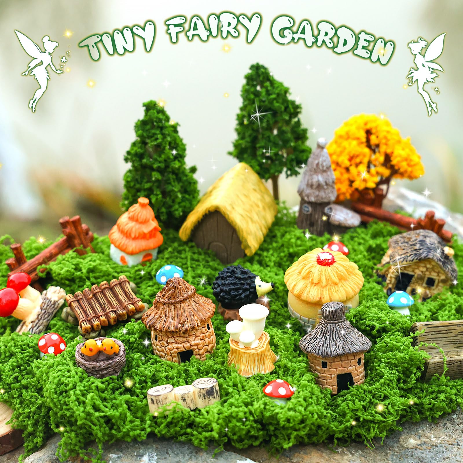 Ailefentene terrarium decor with houses and accents