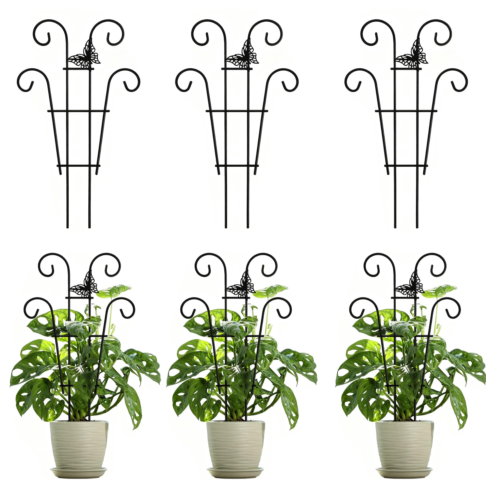 Ailibre butterfly design trellis front view shows modular stackable sections for climbing plants.
