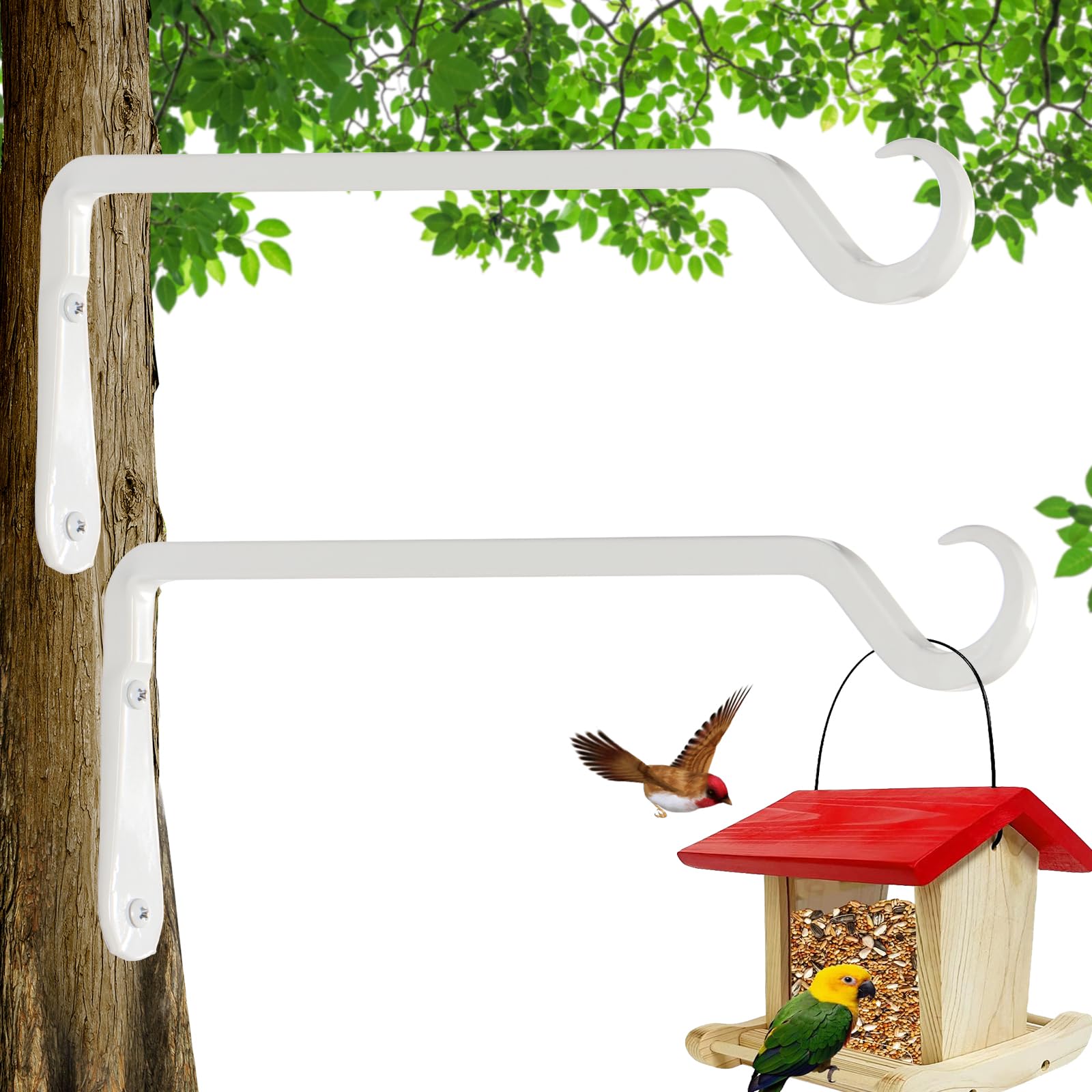 AILIN YELOKIE 12-inch plant hanger white holds a potted plant outdoors