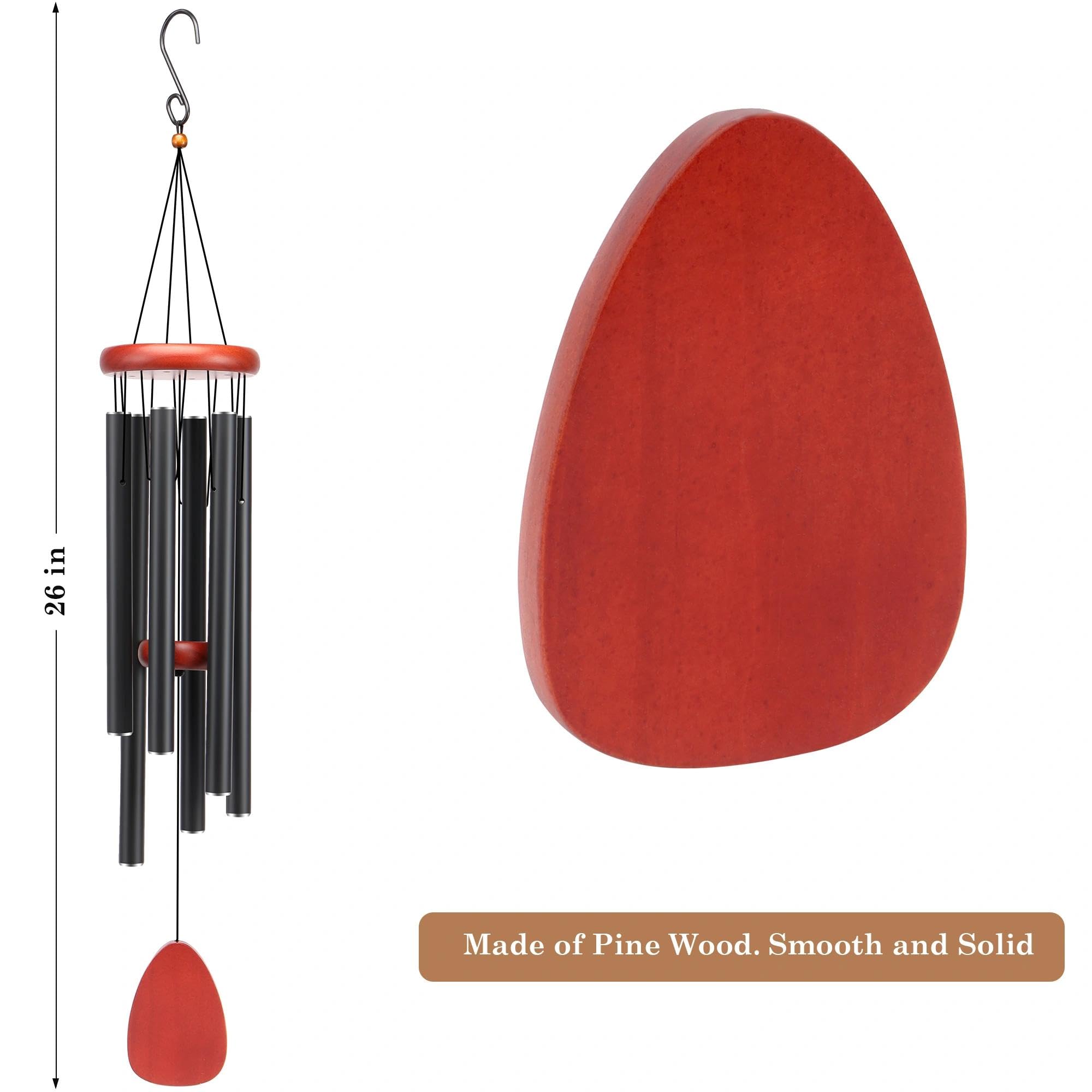 AILUOQI classic black wind chimes pine wood connection for longevity.