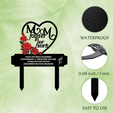 AIM & GGKK heart-shaped memorial with crisp printing for readable gravesite messages.