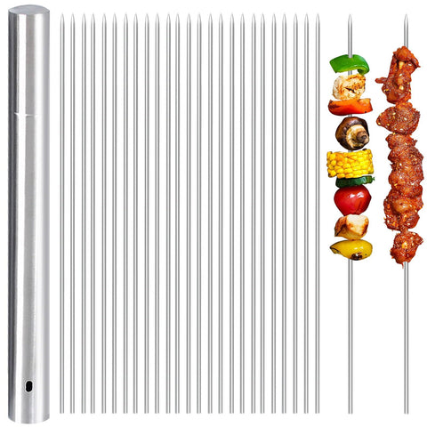 AIMEIKI 100-pack 15.2-inch kabob skewers for backyard grilling.