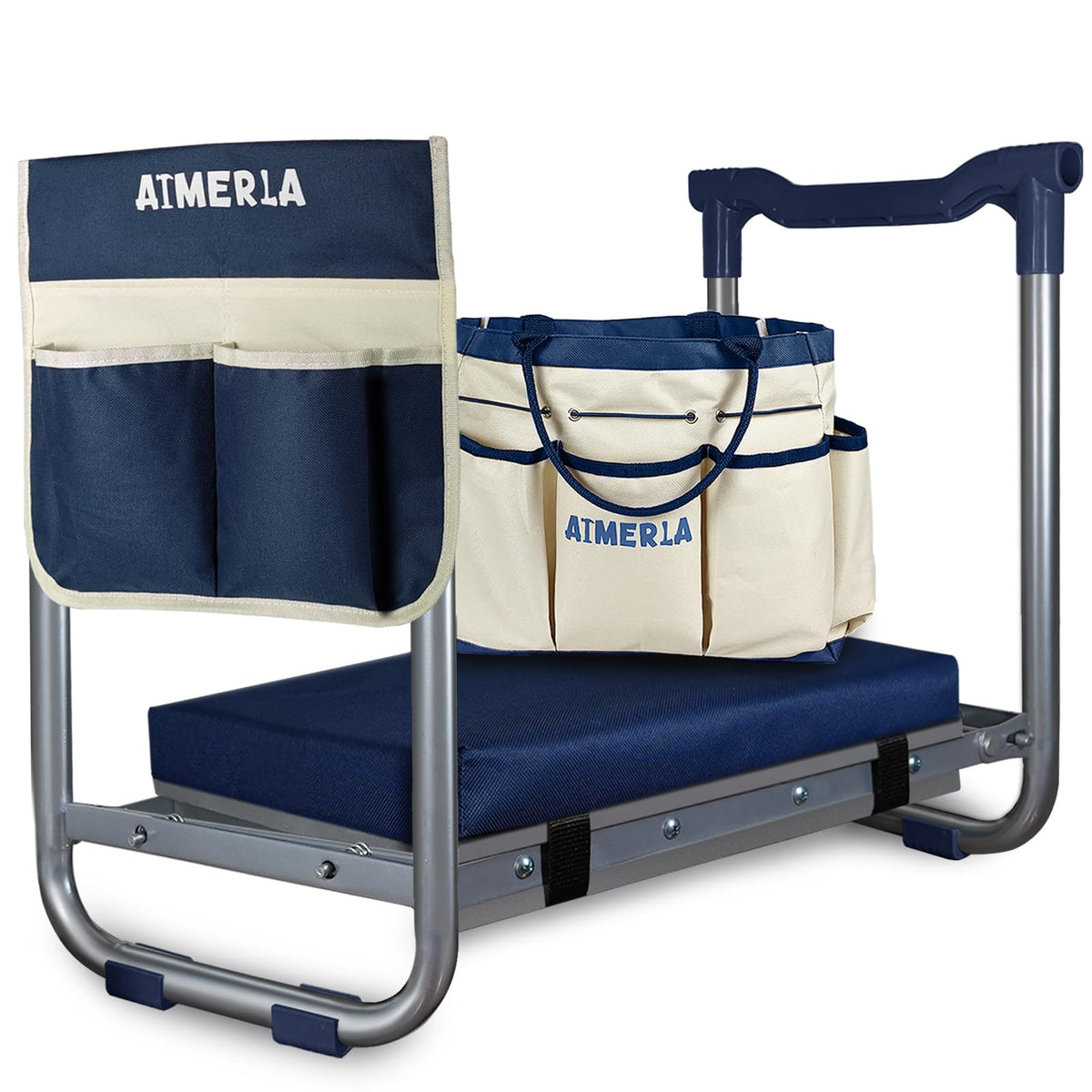 Aimerla K5 foldable kneeler seat — rugged heavy-duty frame for outdoor tasks.