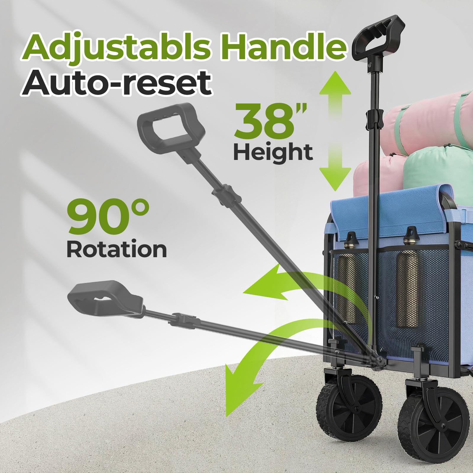 Aimnny adjustable handle extends up to 38 inches for comfort
